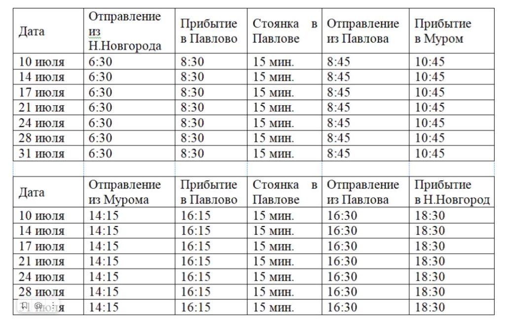 Рейсы из Нижнего Новгорода в Муром на судах «Валдай 45Р» стартуют с начала июля