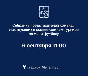 На стадионе «Металлург» состоится собрание команд осенне-зимнего турнира по мини-футболу